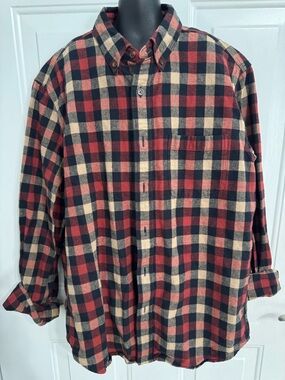 J. Crew Red, Black & Cream Plaid Button-Down Flannel Shirt